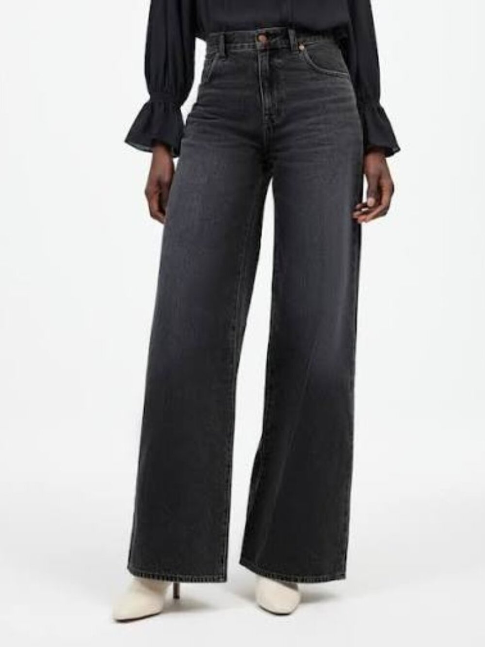 Madewell Superwide-Leg Jeans in Faded Black Kingswood Wash Size 26